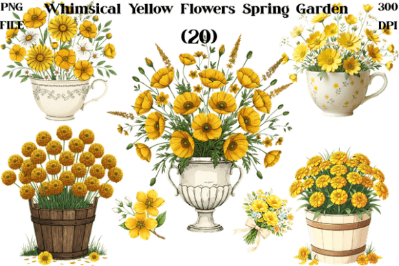 Download Whimsical Yellow Flowers Spring Garden - Premium Resources