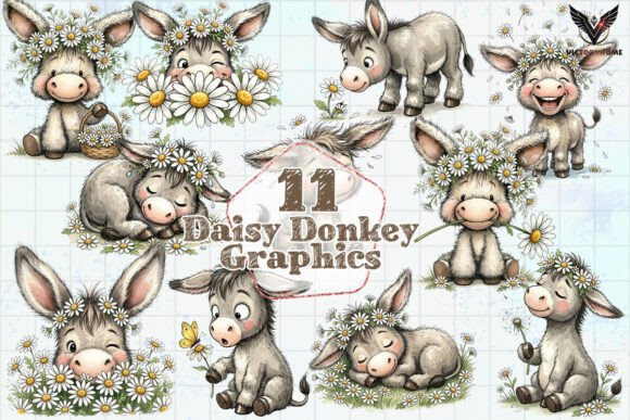 Download Watercolor Daisy Donkey Graphics PNG - Png Collection