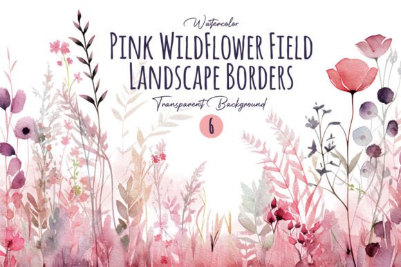 Download Watercolor Pink Wild Flower Border Png - Png Collection
