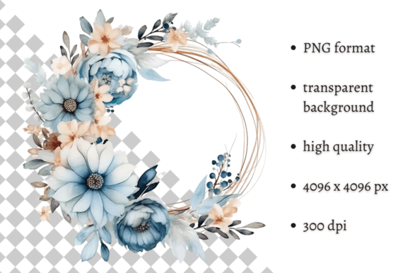 Download Dusty Blue Flowers PNG Illustration - Png Collection