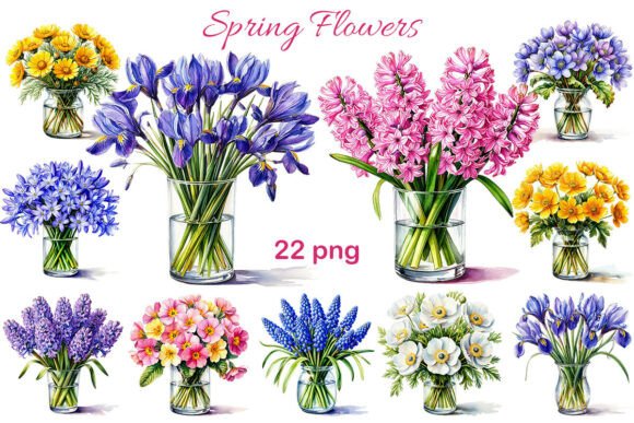 Download Spring Flowers in Glass Vases. 22 Png - Png Collection