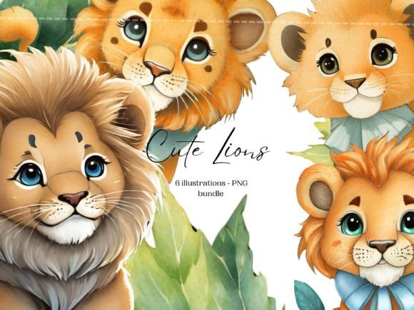 Download Cute Lion Clipart PNG Bundle - Png Collection