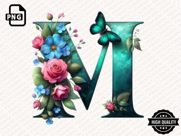 Download Roses &amp; Butterflies Alphabet Clipart PNG - Png Collection