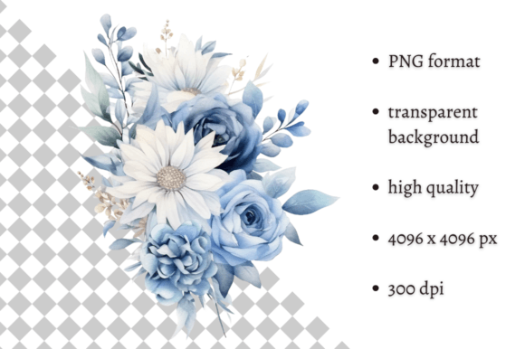 Download Dusty Blue Flowers PNG Illustration - Png Collection