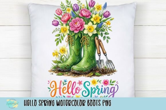 Download Hello Spring Watercolor Boots PNG - Png Collection