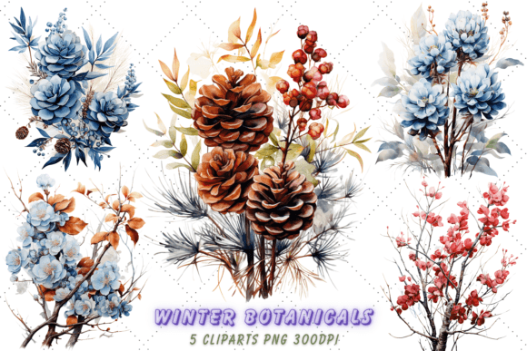 Download Watercolor Botanicals Clipart | Winter - Watercolor botanicals Collection