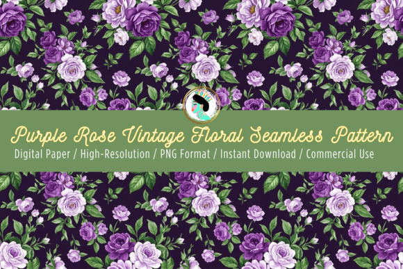 Download Vintage Purple Rose Seamless Pattern PNG - Png Collection