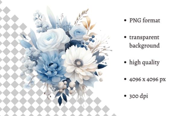 Download Dusty Blue Flowers PNG Illustration - Png Collection