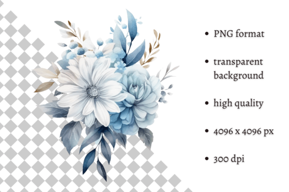 Download Dusty Blue Flowers PNG Illustration - Png Collection