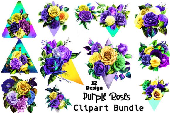 Download Purple Roses Clipart PNG Bundle - Png Collection